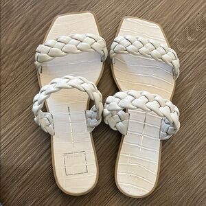 Dolce Vita White Braided Double-Strap Slide Sandals
